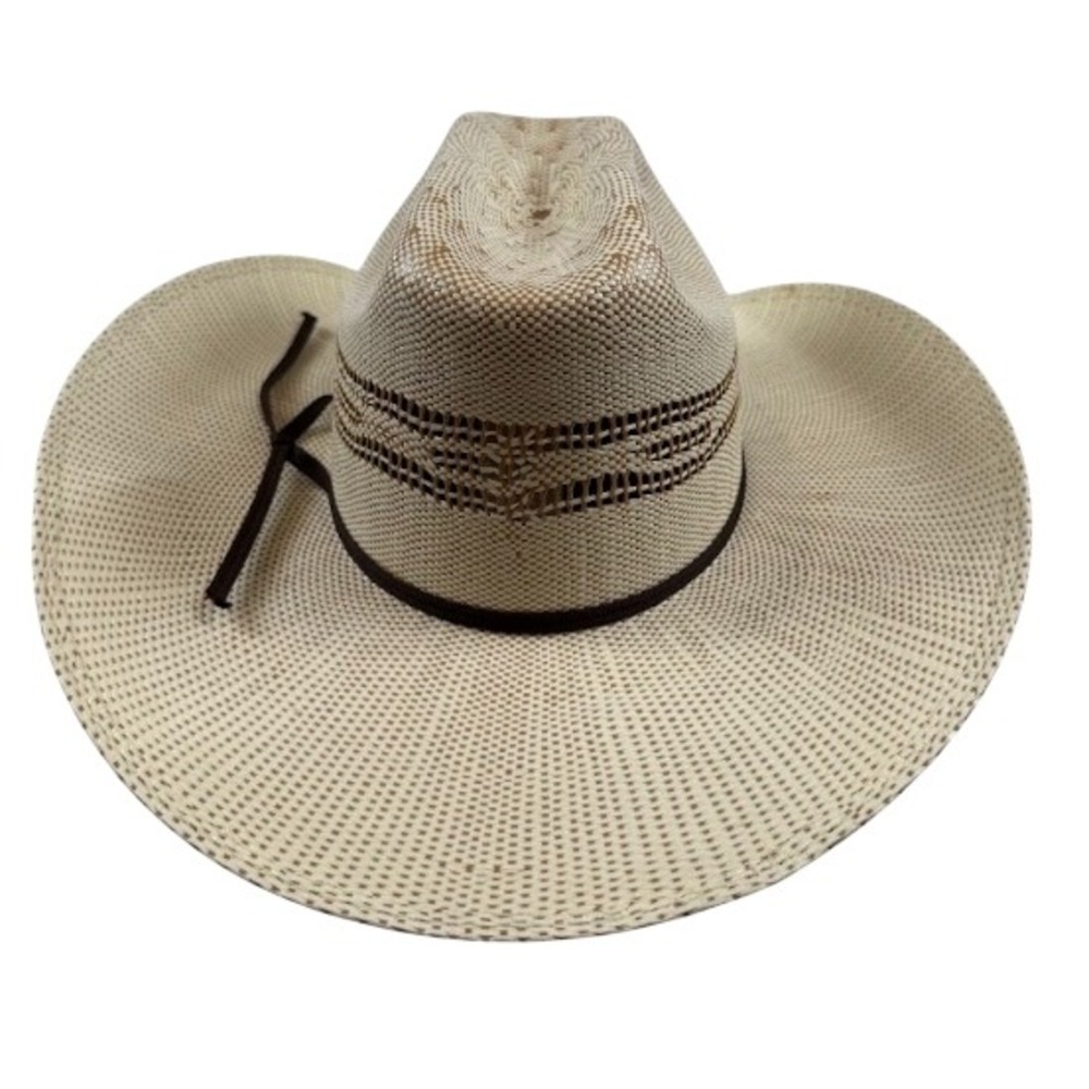 Twister Straw Cowboy Hat Size M Beige Western Cattleman Crease Woven Band